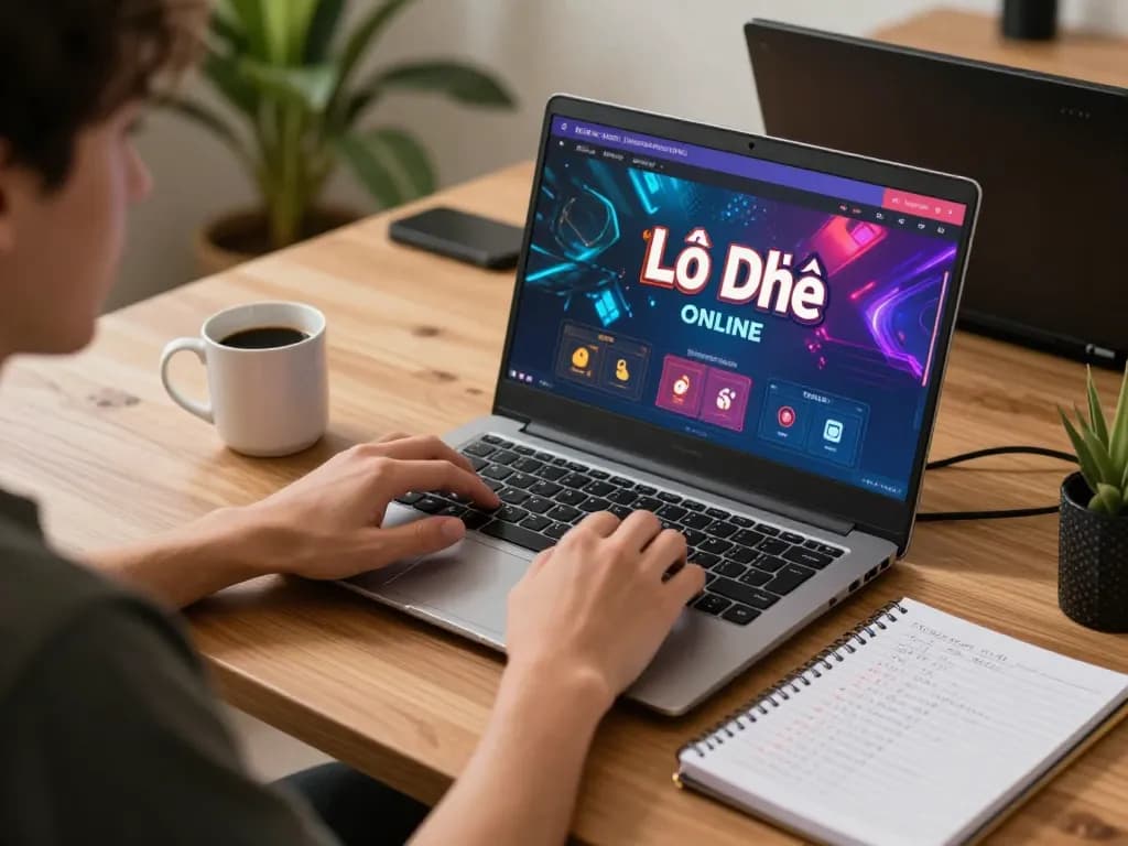 Engaging gameplay moment with Lô Đề Online on a laptop, showcasing strategic betting methods.