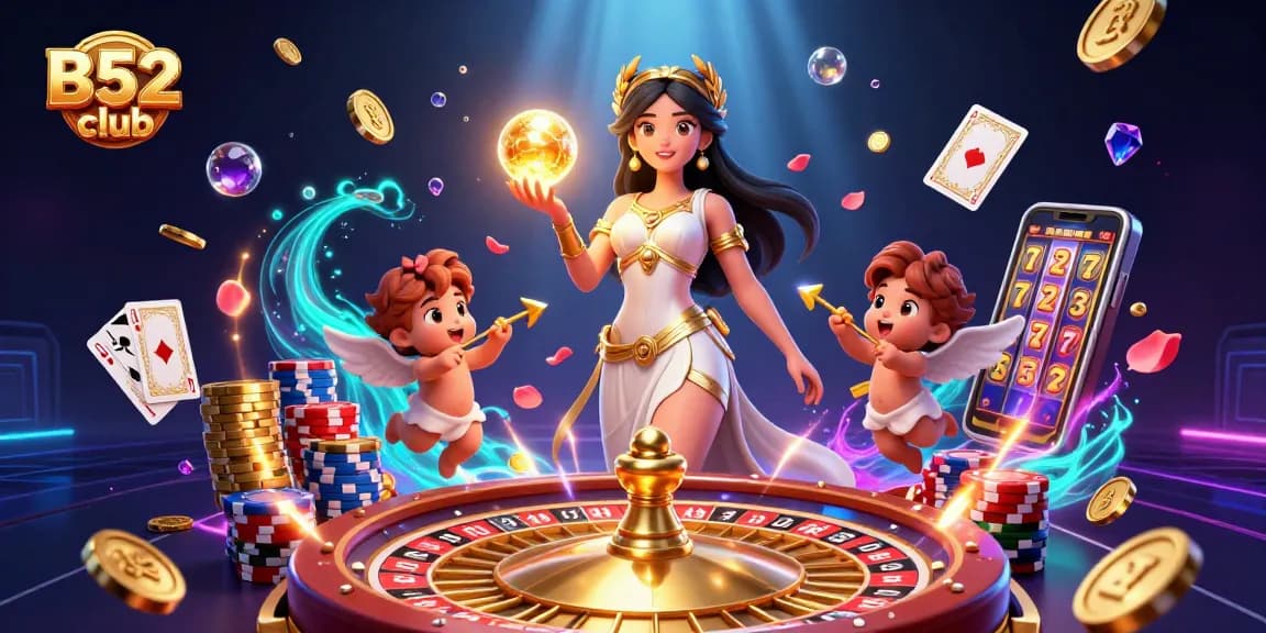 B52club brings excitement with stunning 3D casino visuals, showcasing dynamic gaming elements and vibrant characters.