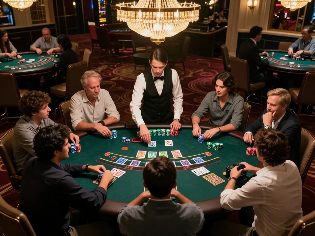 Players strategizing and placing bets in a thrilling blackjack game at 79king casino