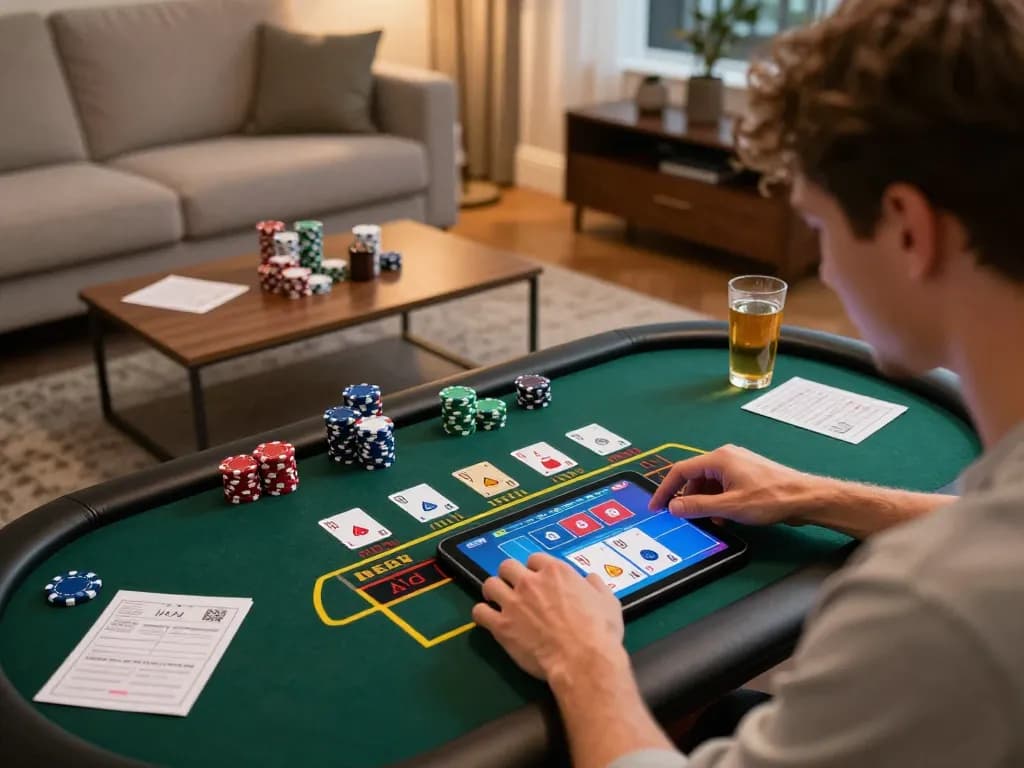 Player engaging with the online gambling platform đá ga cp2 wala88, highlighting the excitement of live betting in a cozy home setting