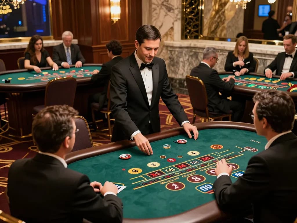 Fly88 live casino experience with players enjoying Baccarat under warm lighting and professional dealers.