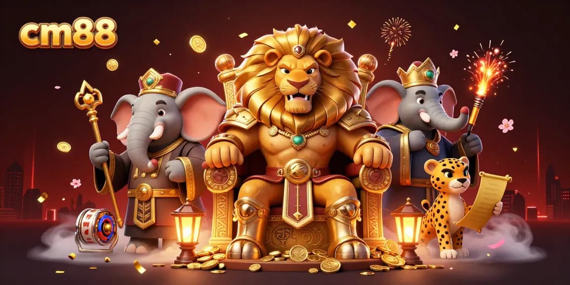 Experience the thrill of cm88 casino with this dynamic illustration of gaming characters and symbols.