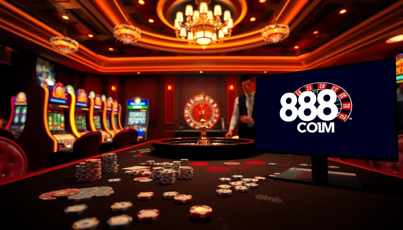 Experience the excitement of 888VI COM while placing bets on a luxurious casino table.
