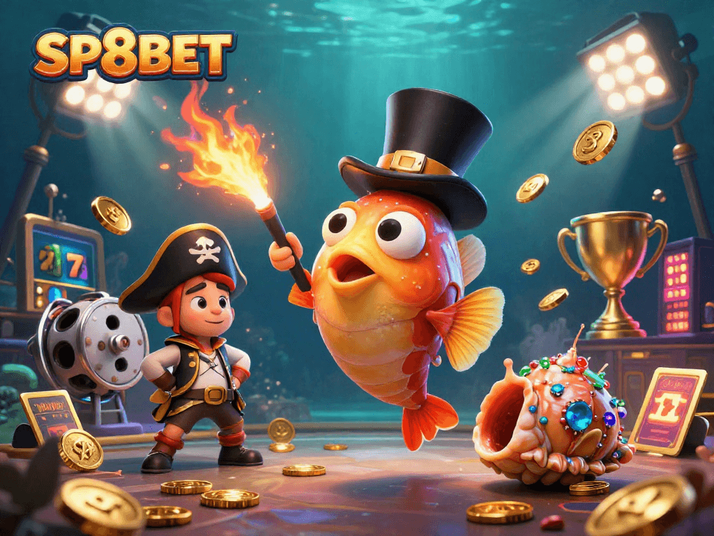 Engage in thrilling experiences with SP8BET, featuring vibrant casino elements and dynamic characters.