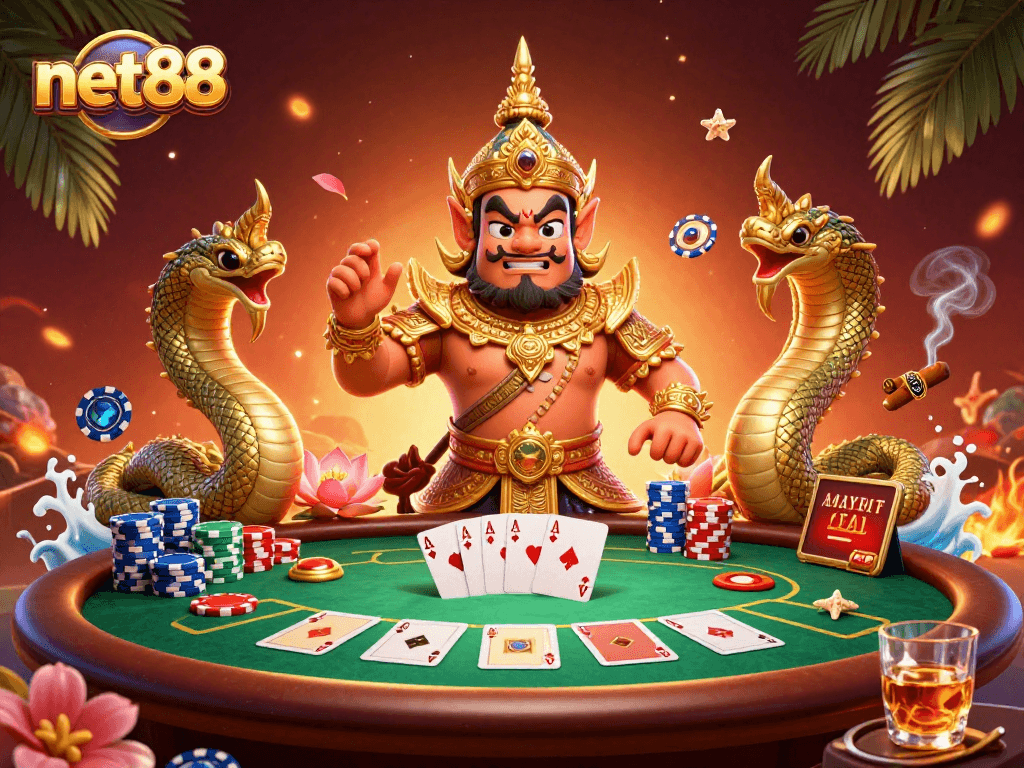 Experience thrilling poker action with net88 and vibrant character art.