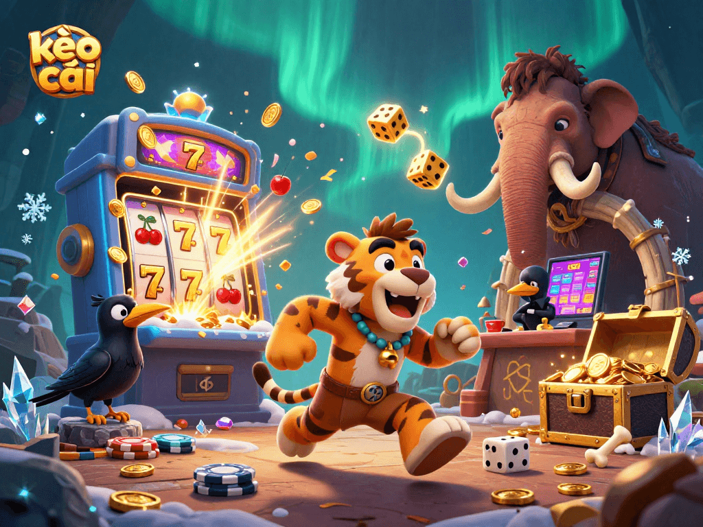 Immerse in kèo nhà cái's dynamic scene of caveman casino action featuring bursting jackpots and vibrant visuals.
