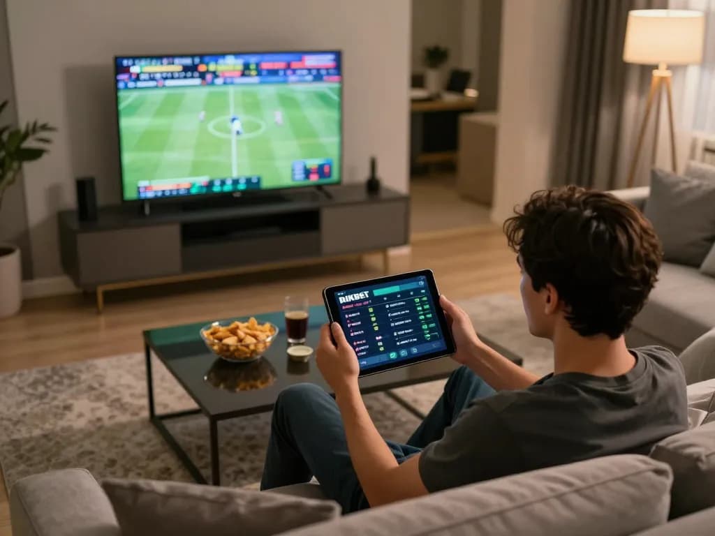 RIKBET online sports betting scene with person engaged in live sports action