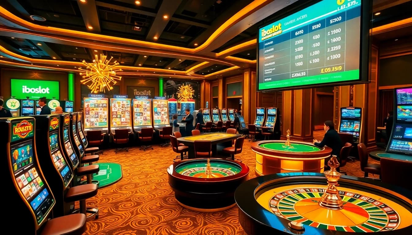 iboslot login access to energized casino gaming experience with vibrant tables and slot machines