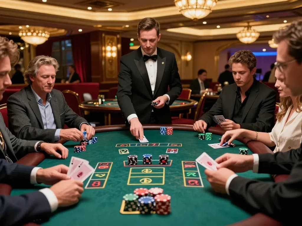 Players strategically betting at the TX88 blackjack table in a vibrant casino atmosphere.