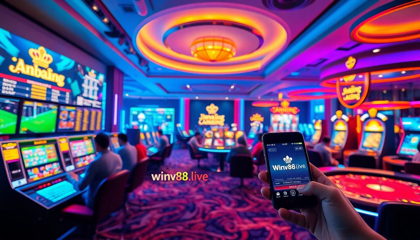 winvn88.live online gaming environment featuring vibrant casino games and mobile app accessibility.