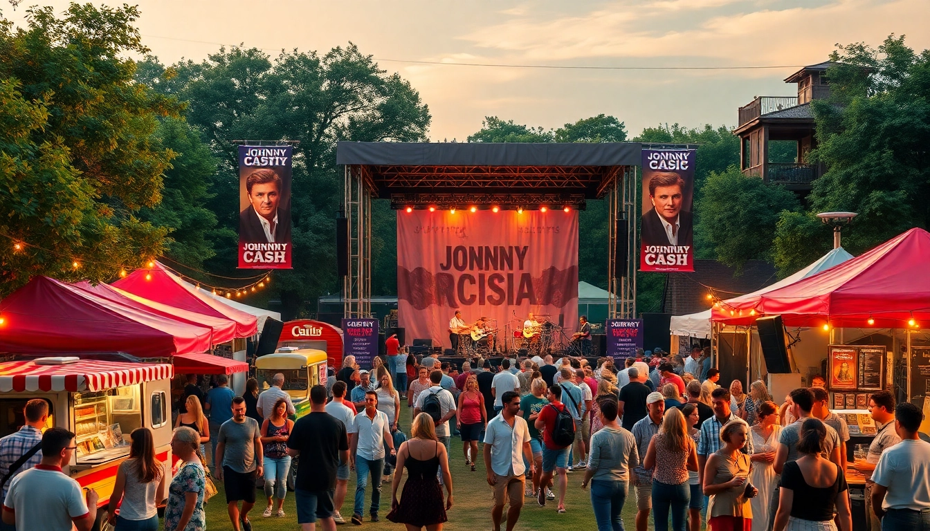 Join the celebration at johnnycashbirthday.com with a vibrant festival scene honoring Johnny Cash's legacy.
