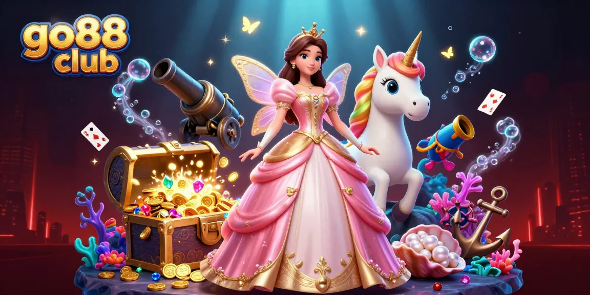 Play thrilling games at go88 club with a stunning fairy-tale scene full of vibrant characters and dazzling treasures.