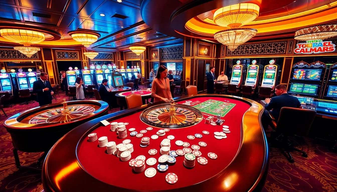 This dynamic casino scene at https://888p.io/ showcases players enjoying poker and roulette with vibrant gaming tables and exciting atmosphere.