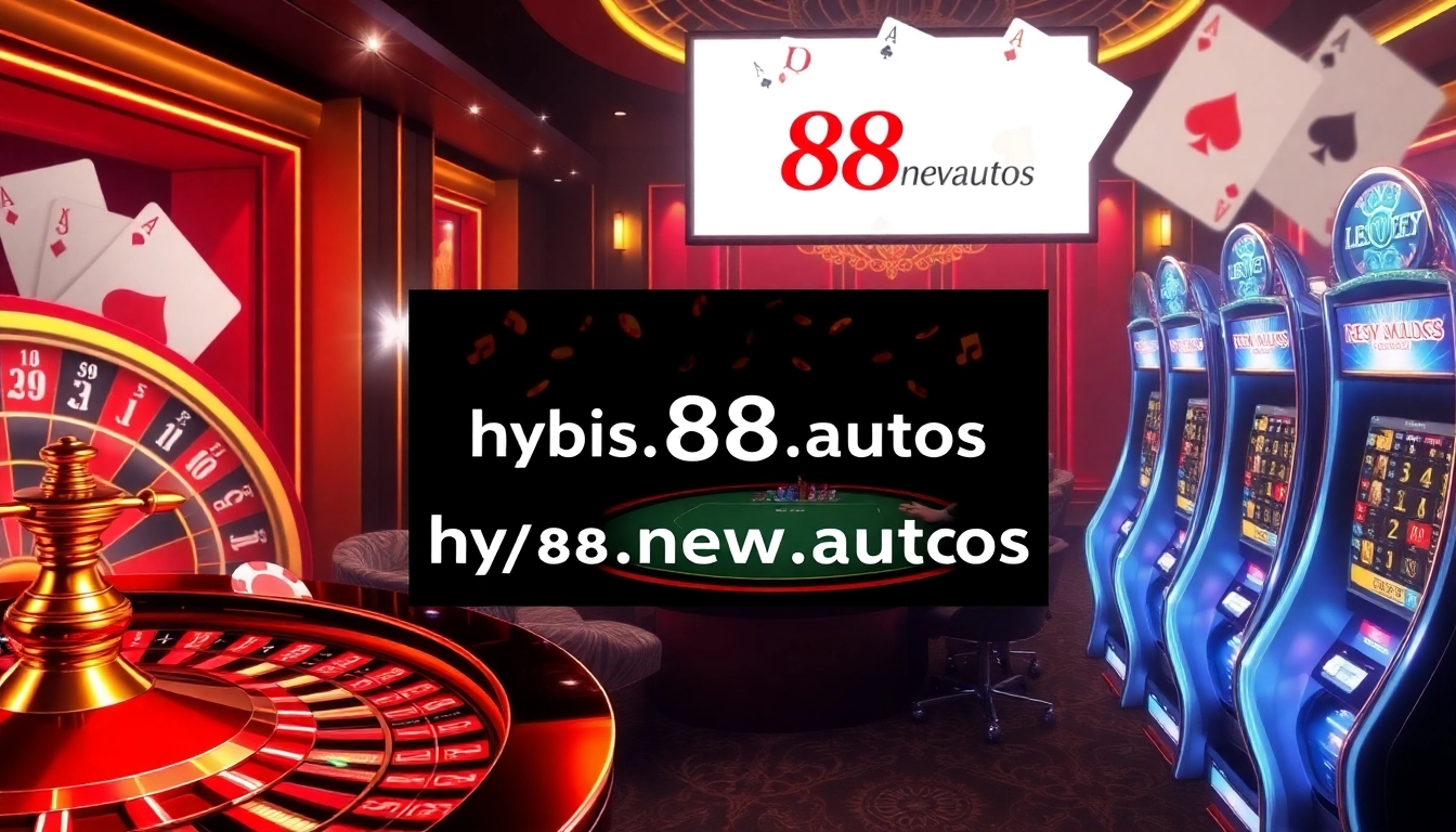 Engage with thrilling games at https://88new.autos/, showcasing poker chips and a roulette wheel.
