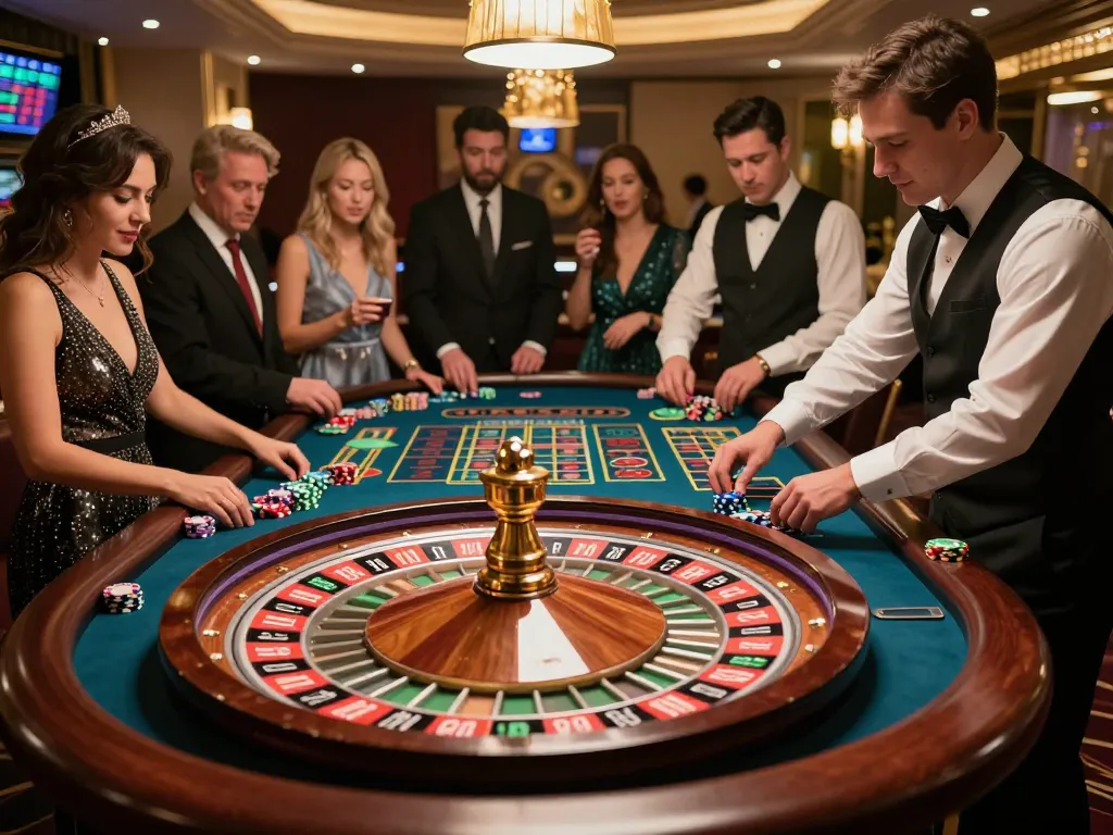 Engaged players at a roulette table experiencing the excitement of da88 gaming.