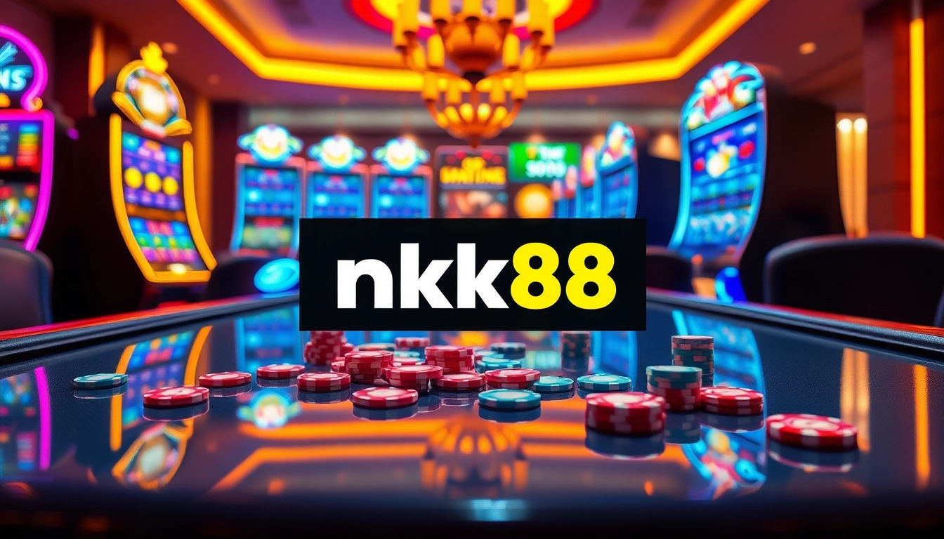 Experience the excitement of online gambling at nk88 with vibrant casino elements and engaging visuals.