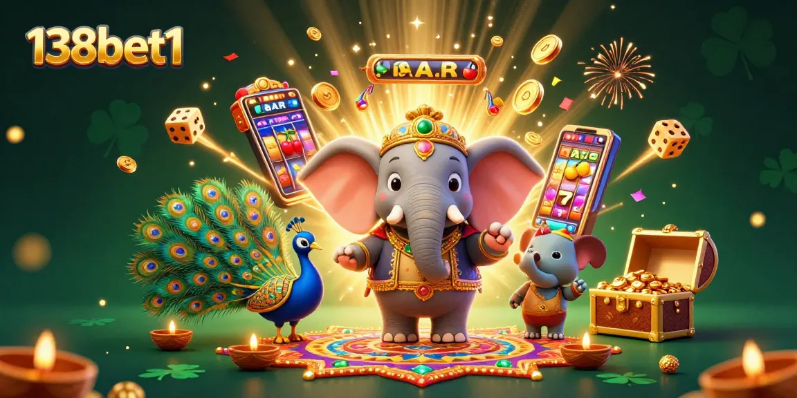 Spin the reels with 138bet1 in this vibrant casino scene showcasing fortune and excitement!