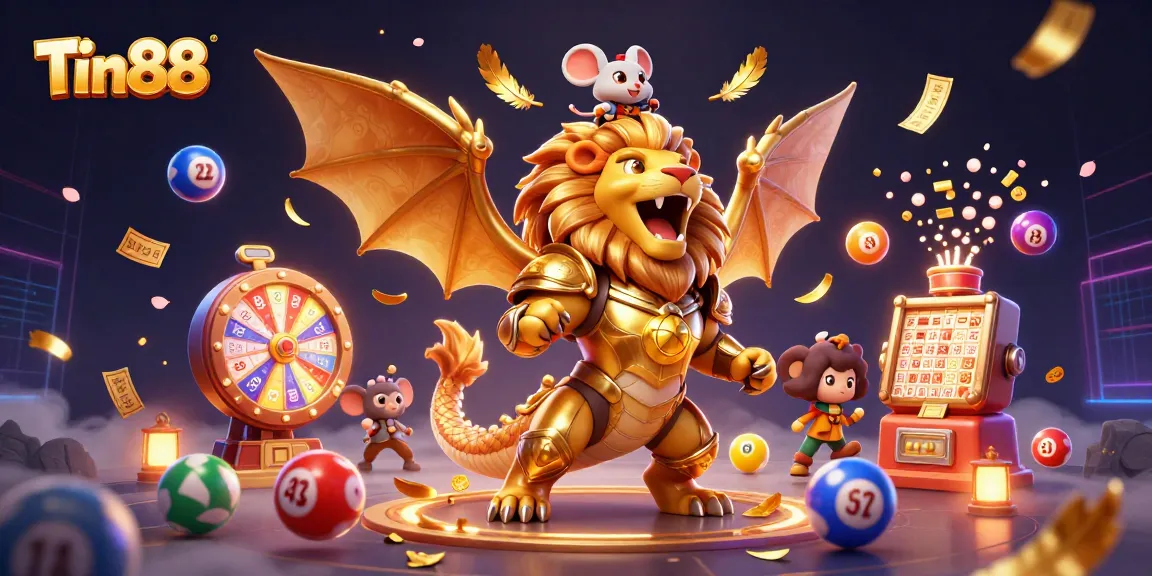 Join the exciting journey at Tin88 with a roaring chimera and vibrant casino elements!