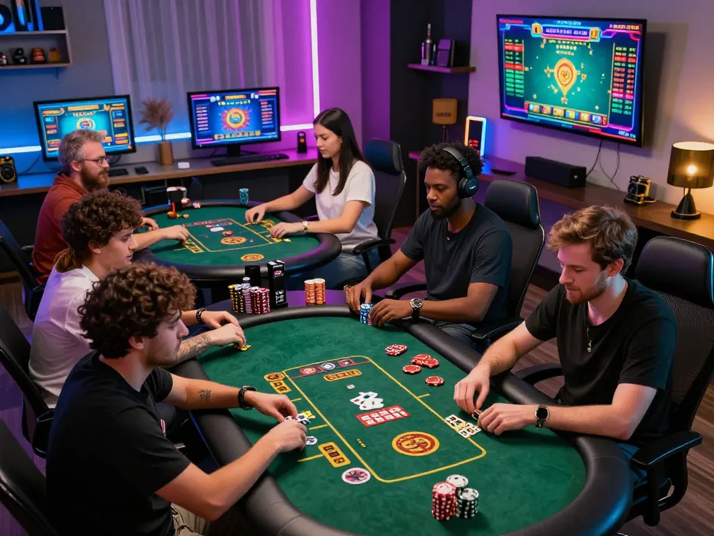 Players enjoying thrilling games at 23win in a vibrant online casino environment.
