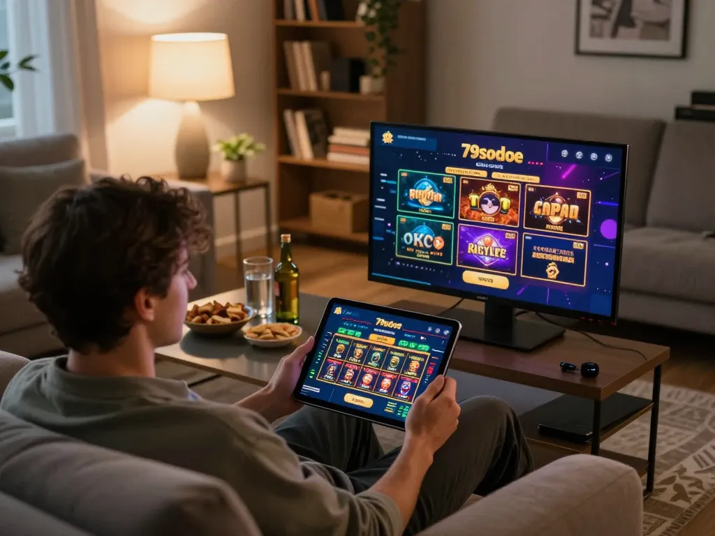 Engaging gameplay on 79sodoe online casino app with vibrant tablet display.