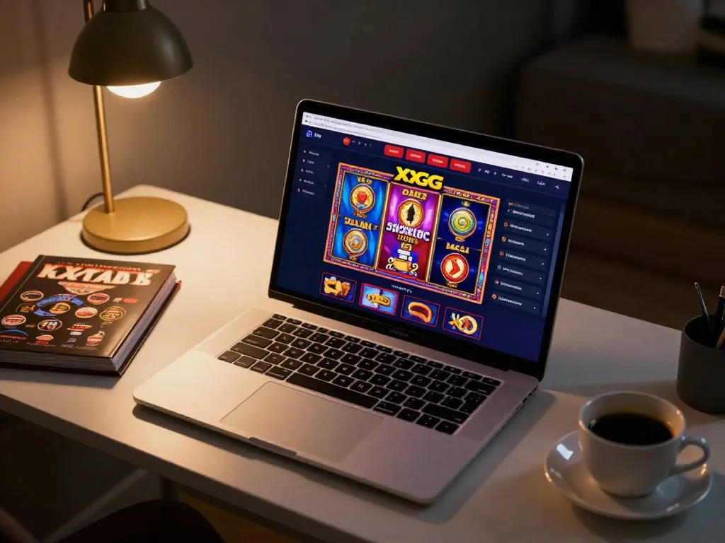Engaging gameplay on XXGG's online casino platform, showcasing vibrant slot games on a laptop screen.