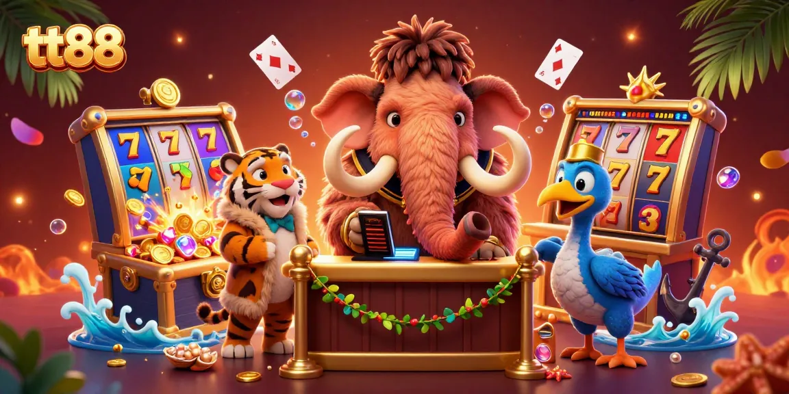 Experience the thrill of tt88 with our vibrant casino scene showcasing characters and slot elements.