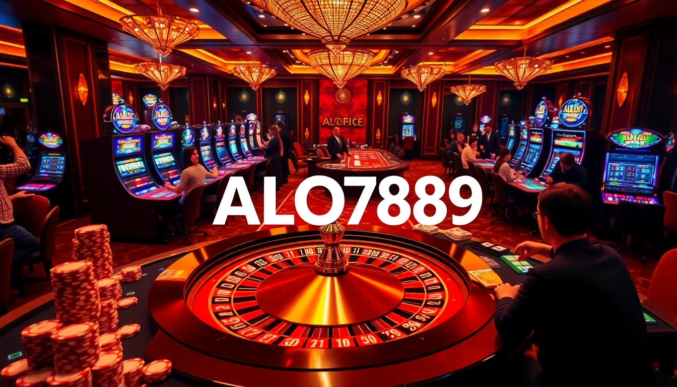 Experience the thrill of gambling with ALO789 at a vibrant casino table, showcasing excitement and luxury.