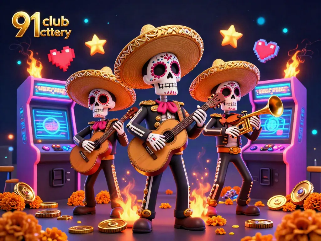 Engage with the exciting world of 91 club lottery through this dynamic illustration featuring colorful characters and vibrant gaming elements.
