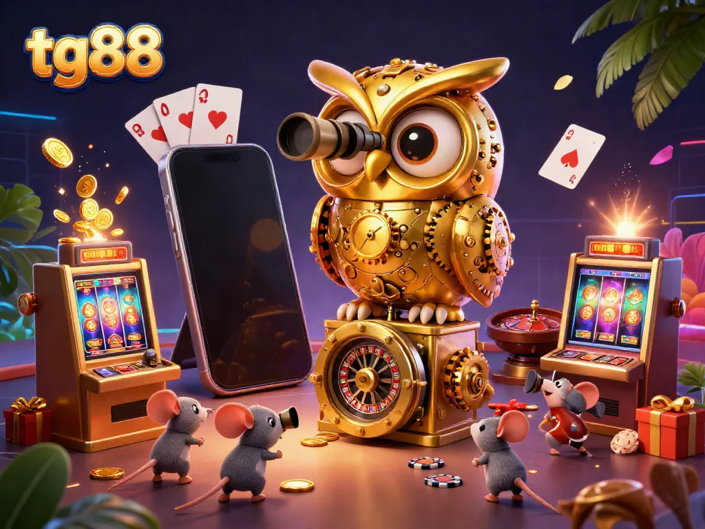 Experience the excitement of tg88 with a dynamic scene of casino characters and games.