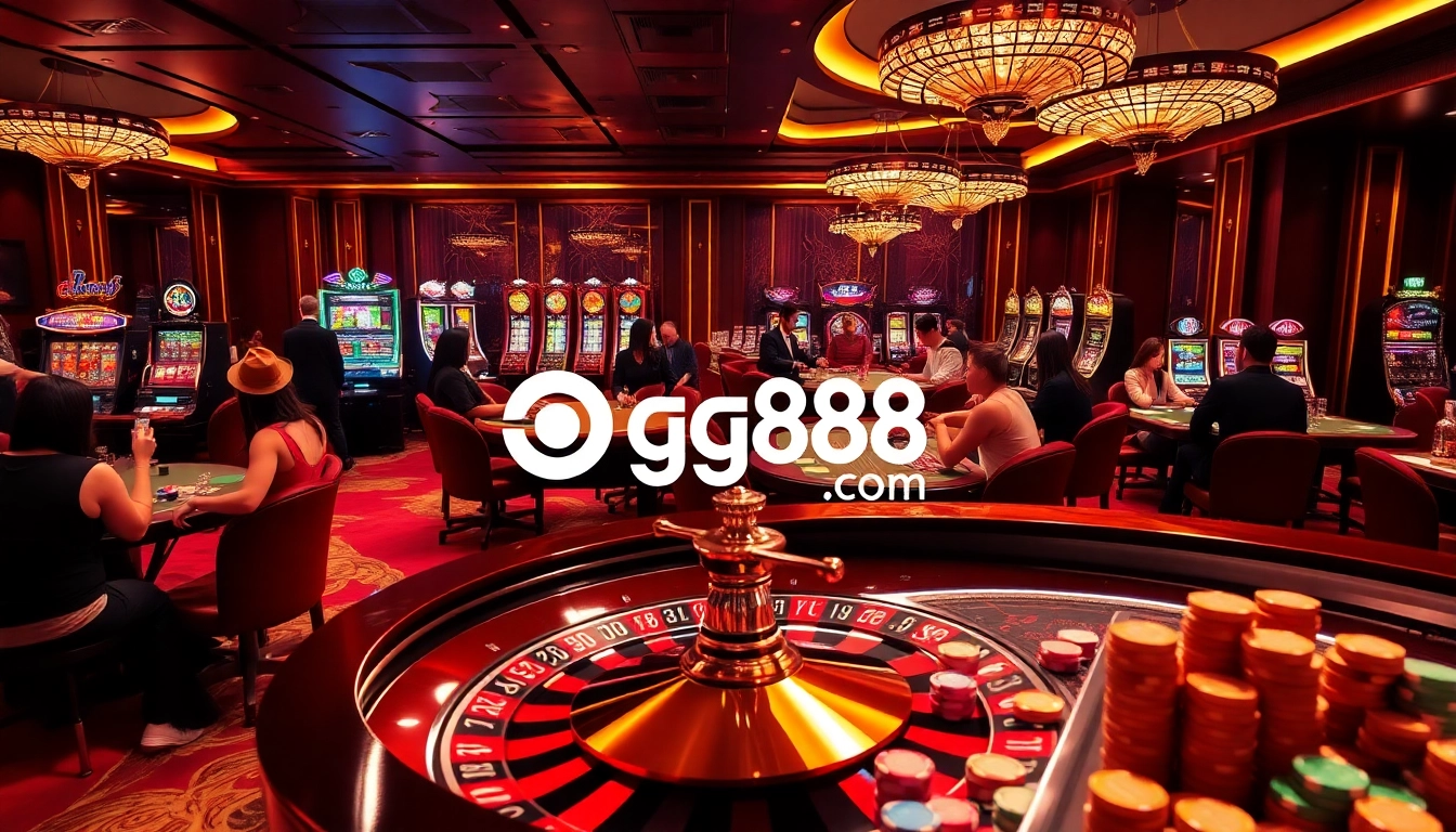 Exciting gameplay scene featuring gambling elements from gg88 com, including roulette wheel and poker chips.