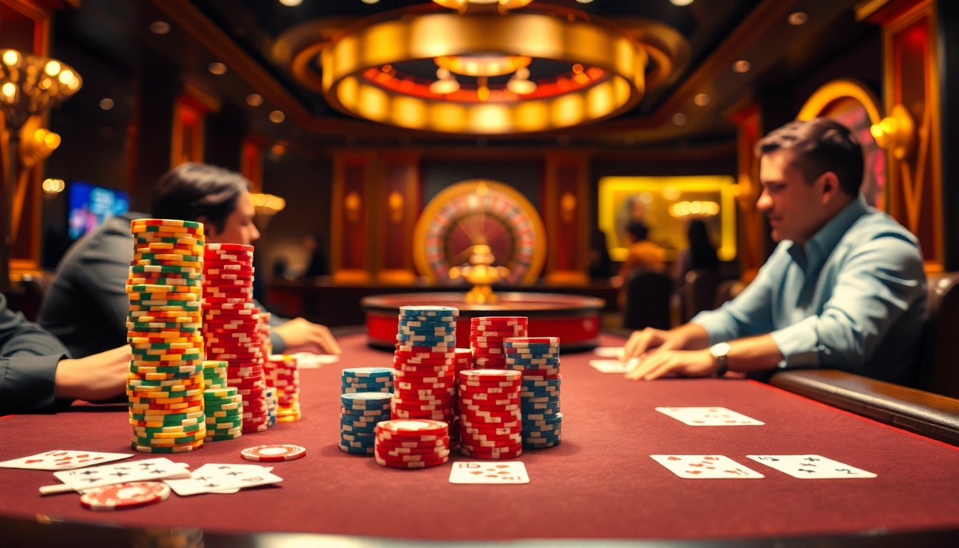 Experience exciting gameplay at 68VIP casino with thrilling poker action and vibrant chips.