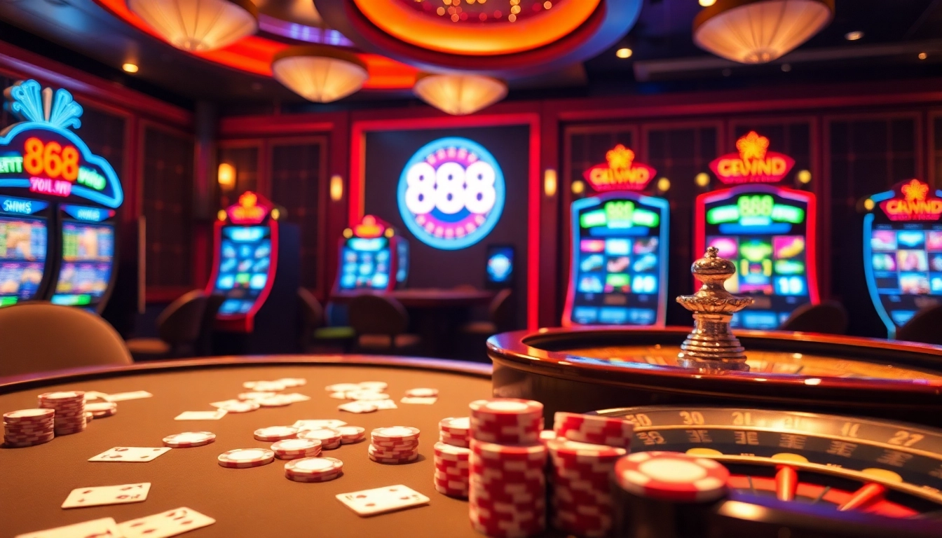 Experience the thrill of gaming with 888vnd in a vibrant casino atmosphere.