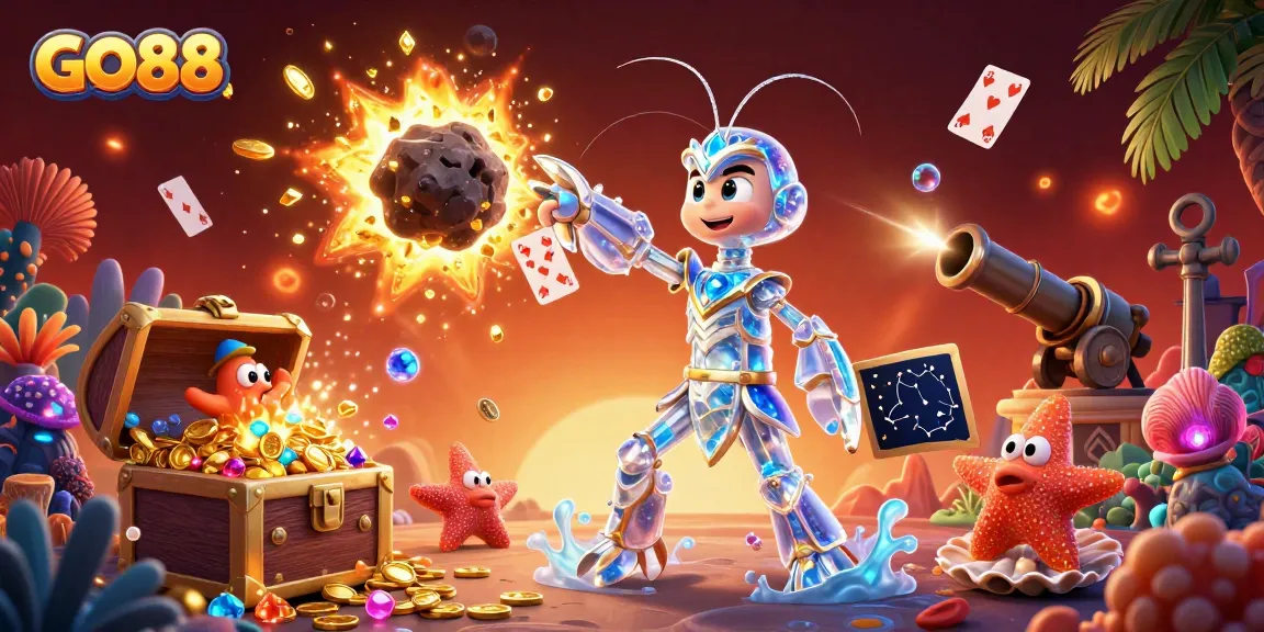 Experience thrilling gameplay at GO88 with vibrant graphics and dynamic elements in this exciting digital illustration.