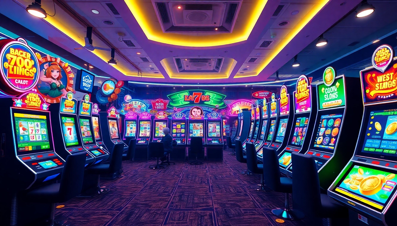 A dynamic online casino scene displaying aman788 slot resmi with vibrant slot machines and jackpot visuals, capturing excitement and engagement.