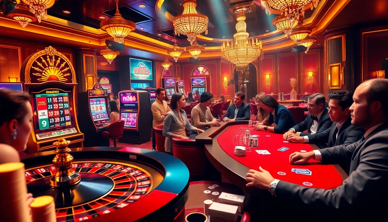N188 players engaging in high-stakes action at a luxurious casino table with vibrant gameplay.