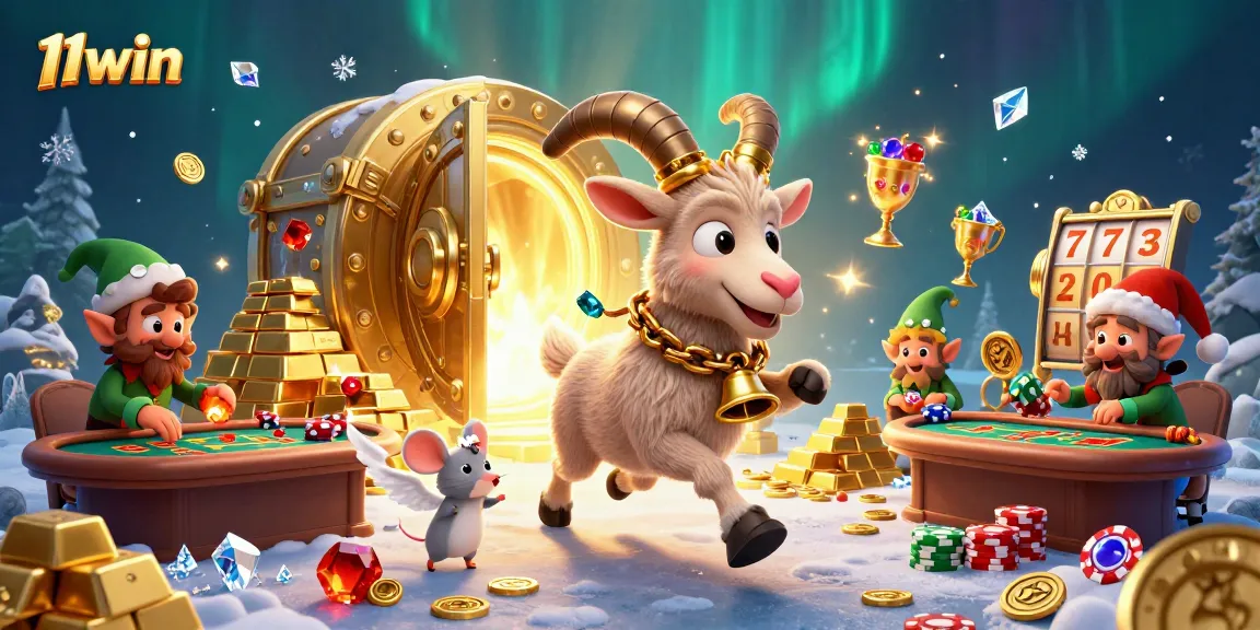 Experience the thrilling casino excitement at 11win with Krampus and playful characters amidst a festive challenge.