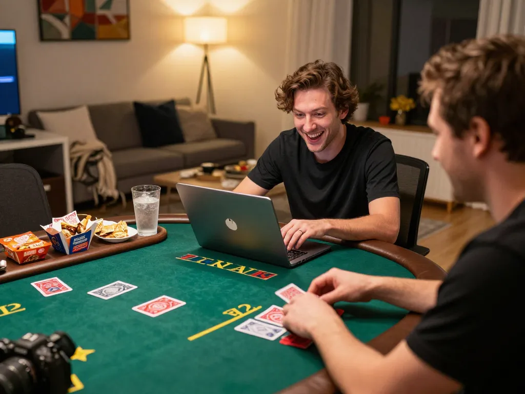 Player engaging in live dealer blackjack at home, showcasing LV88F online gaming environment