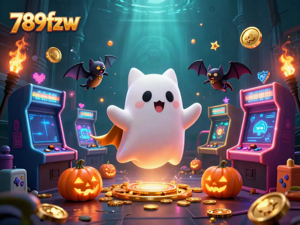 Engage in thrilling gaming at 789fzw with our friendly ghost cat and vampire bat in a haunted casino.
