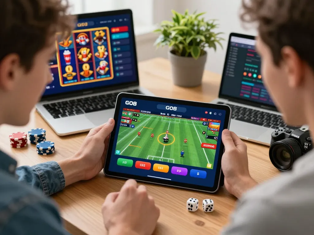 Player engaging with GO8 CHÍNH THỨC online betting platform, thrilled while placing live bets.