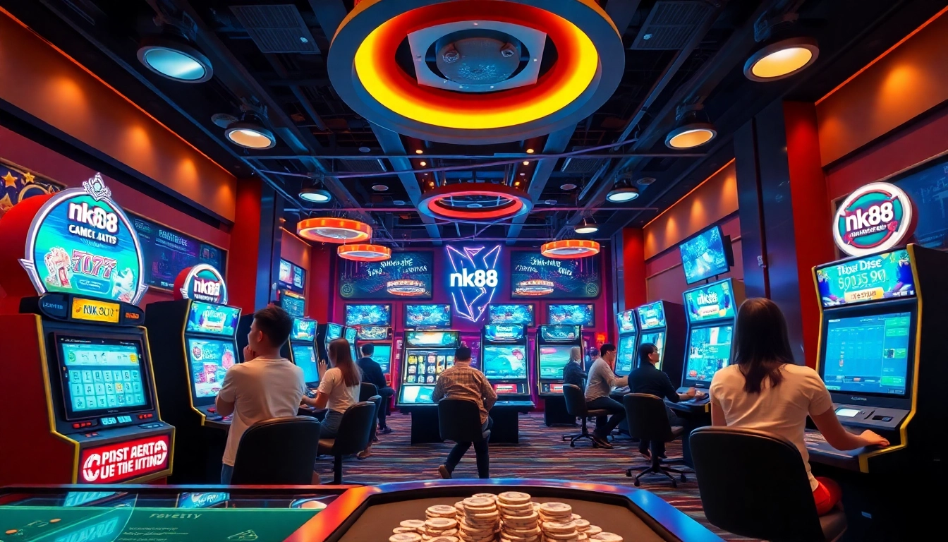 Engaging online gaming experience at nk88 casino with players enjoying various games.