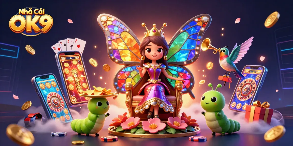 Engage in thrilling games at Nhà Cái OK9 with vibrant casino elements and dynamic characters.