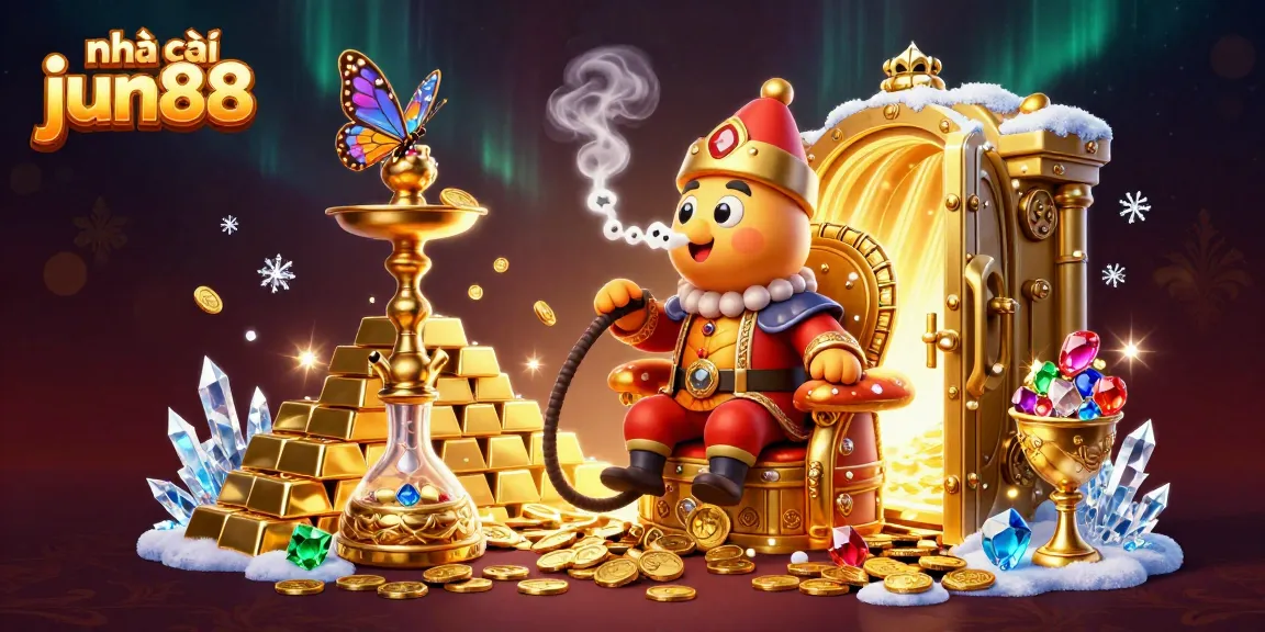 Experience the thrill of nhà cái jun88 with vibrant casino elements in a dynamic 3D illustration.