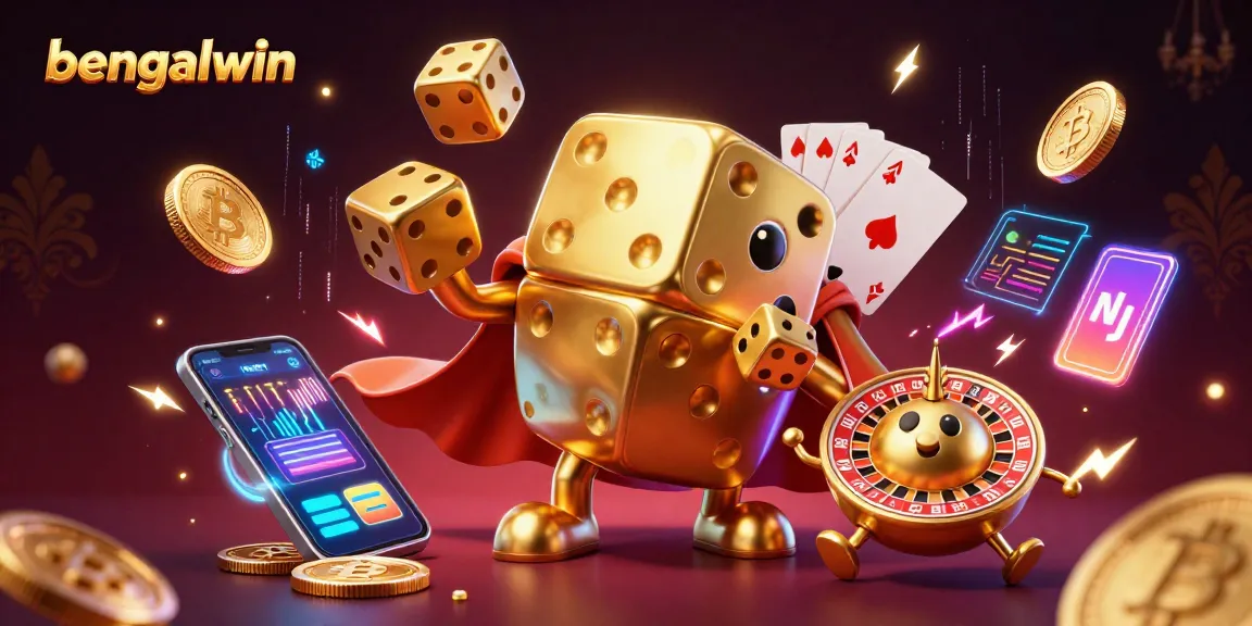 Engage with Bengalwin's thrilling gaming experience featuring vibrant 3D characters and glowing elements.
