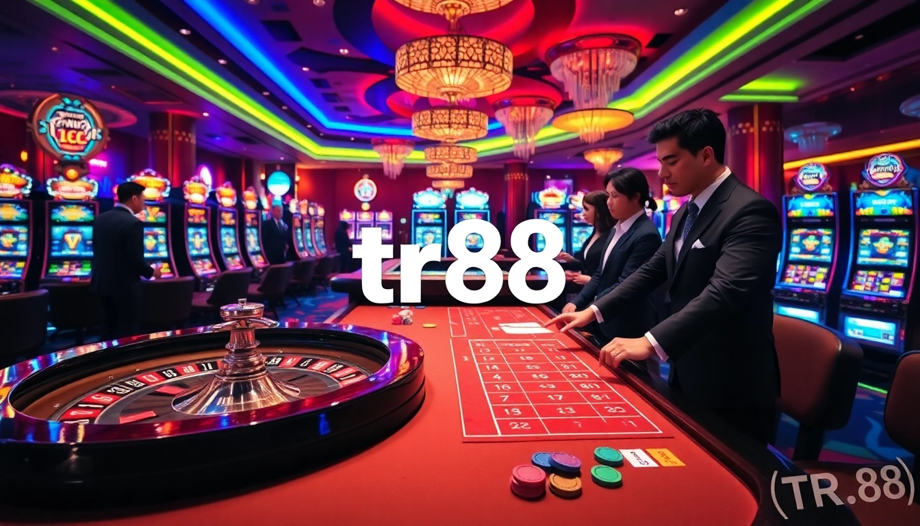 Engaging roulette game at TR88 casino table with vibrant chips and professional dealer.