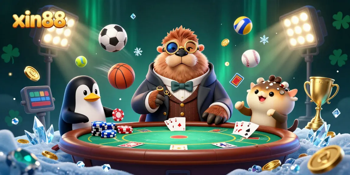 Engage in exciting gameplay with xin88 at a vibrant underwater poker table featuring animated characters.