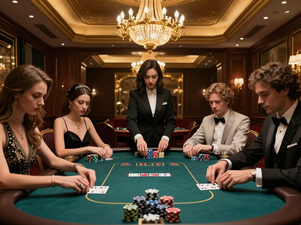 Engaging poker action at 88CLUB shows players strategizing high-stakes bets in an upscale setting.
