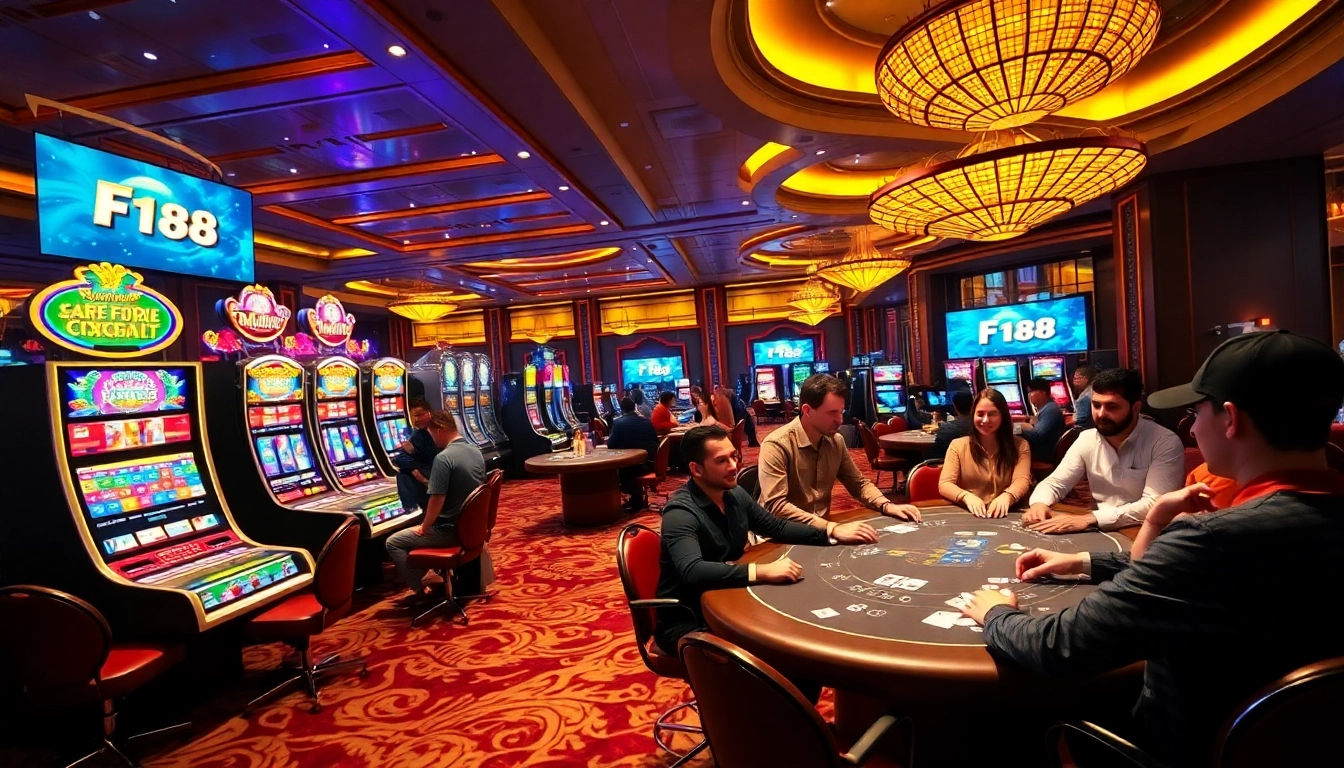Experience the vibrant gaming floor of F 168 with players enjoying thrilling casino action.