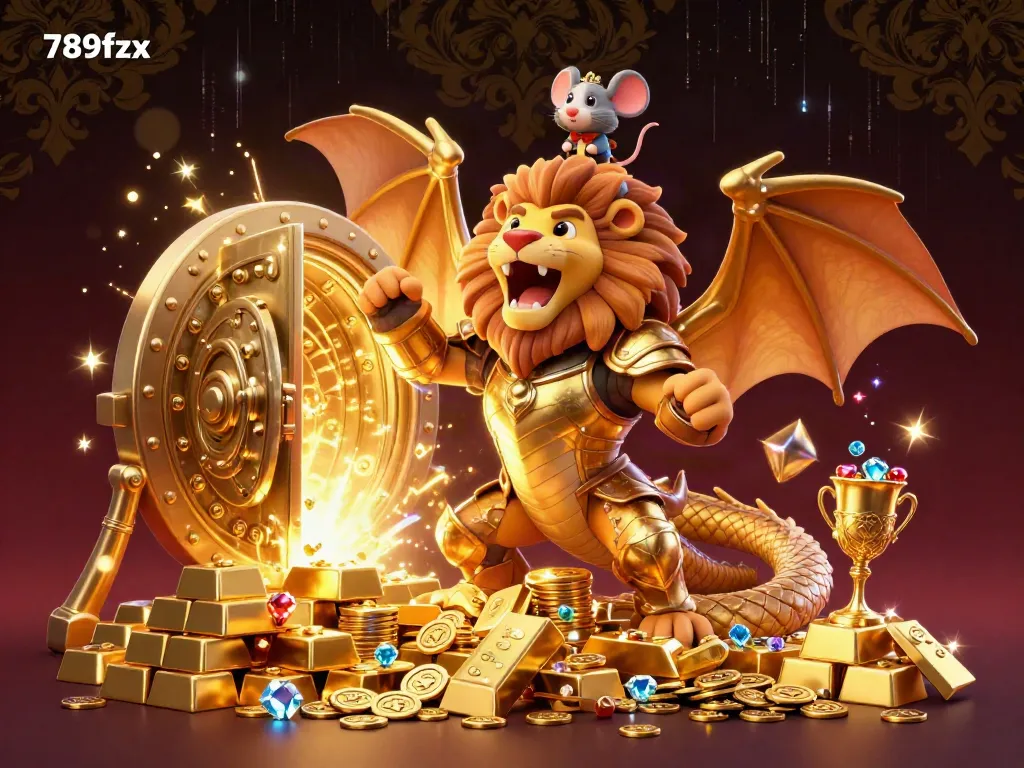 Experience thrilling action at 789fzx with a chimera creature guarding treasures in a captivating 3D scene.