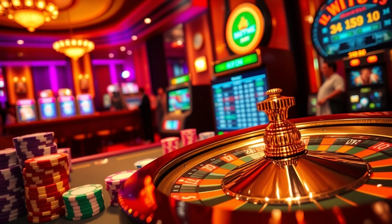 Winning bets at trang chủ nk88 showcased with vibrant casino elements including roulette and poker chips.