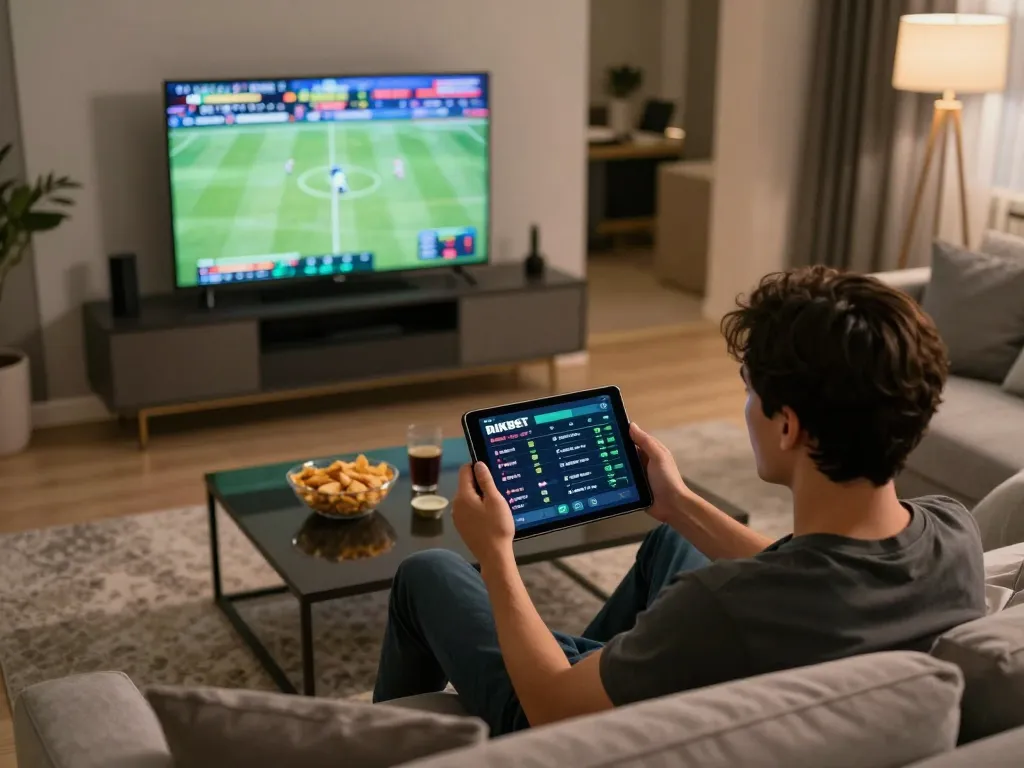 RIKBET online sports betting scene with person engaged in live sports action